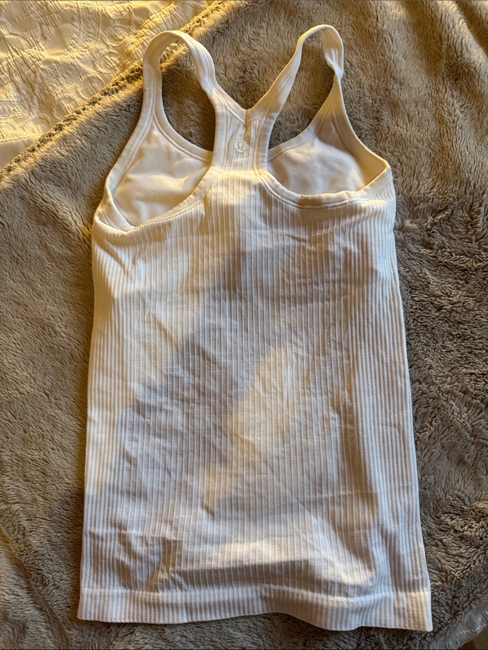 lululemon athletica White Ribbed Racerback Tank - Picture 2 of 6